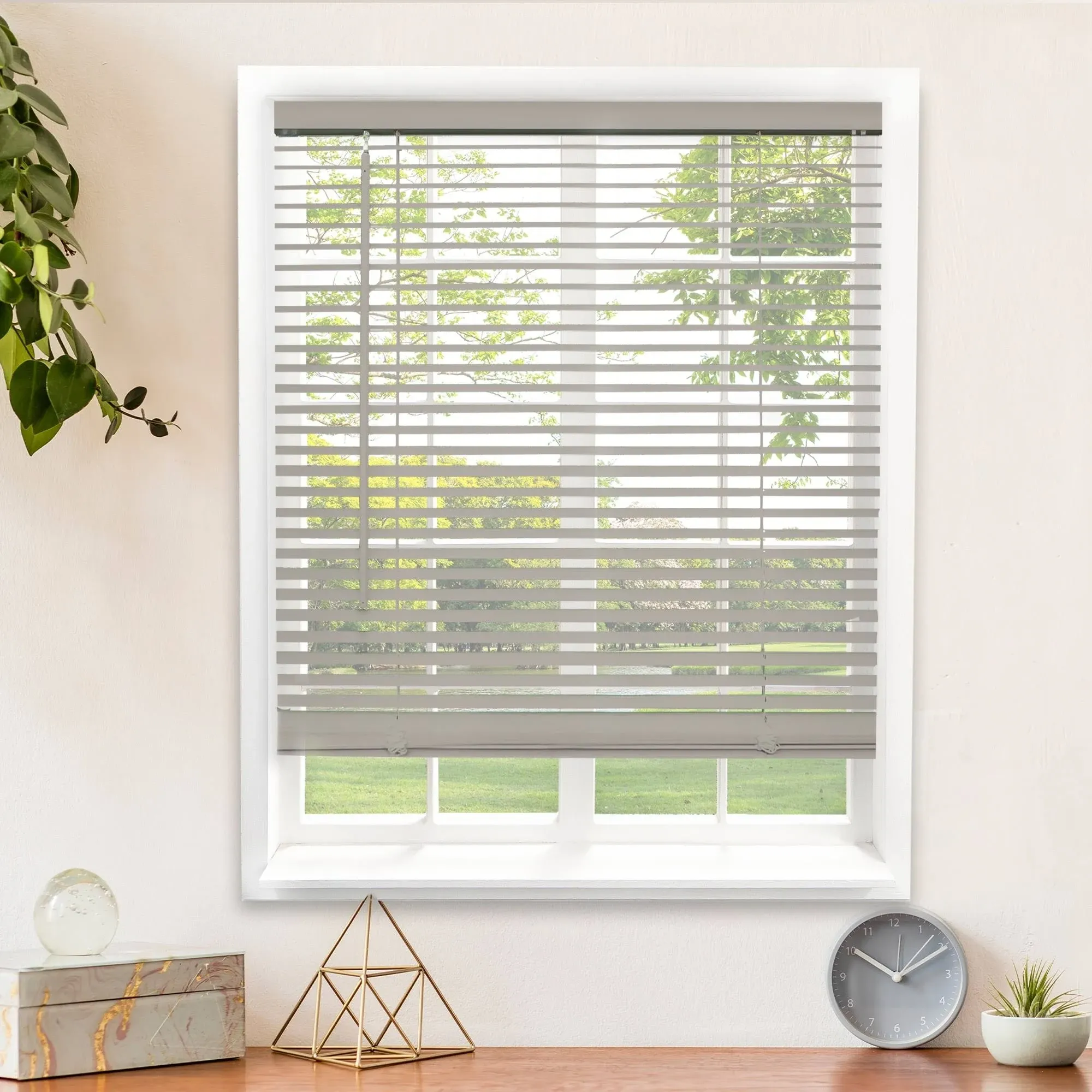 CHICOLOGY Cordless 1-Inch Vinyl Mini Blinds, Gloss White (Room Darkening) 52"W X 48"H