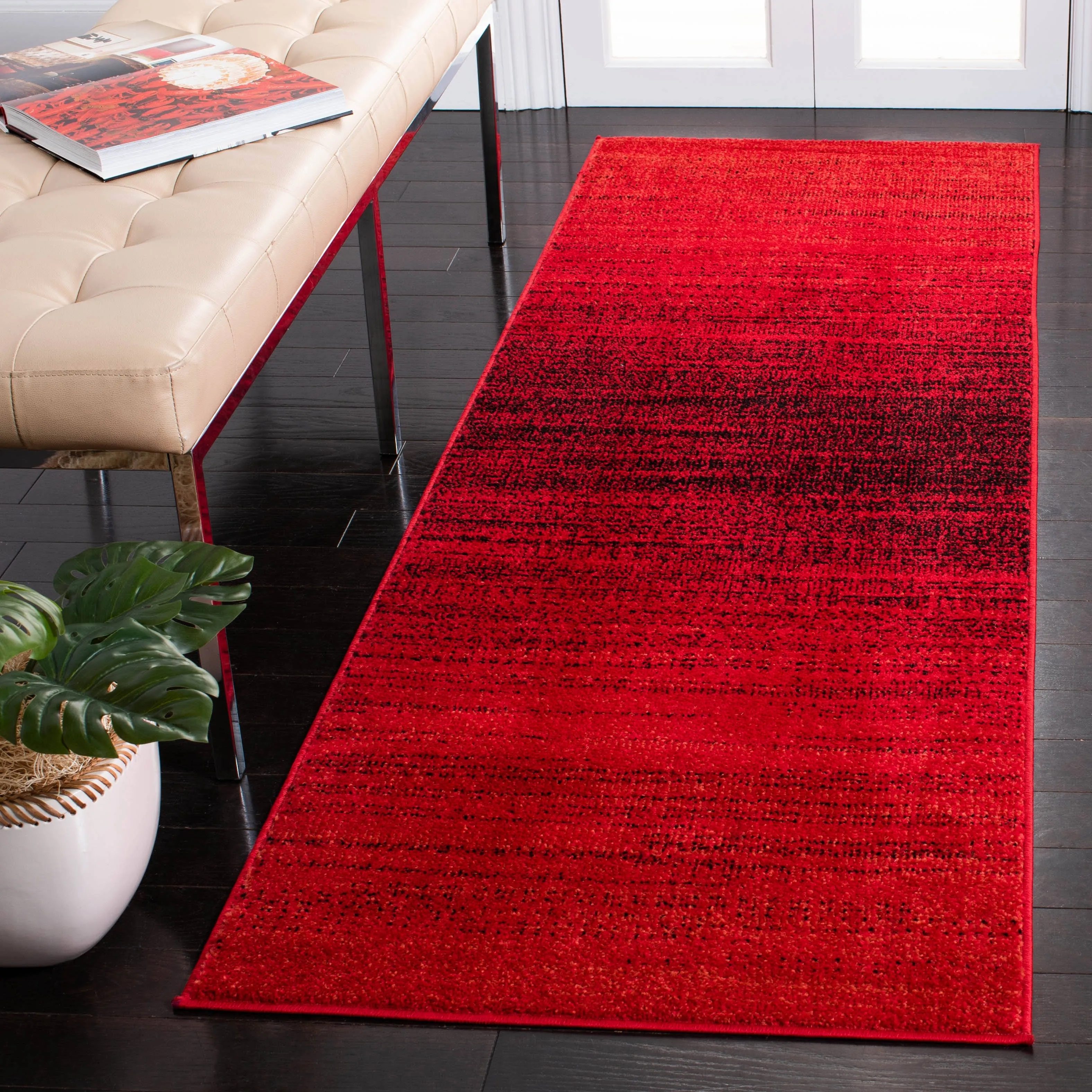 SAFAVIEH Adirondack Collection Area Rug - 8' x 10', Red & Black, Modern Ombre Design, Non-Shedding & Easy Care, Ideal for High Traffic Areas in Living Room, Bedroom (ADR142Q)