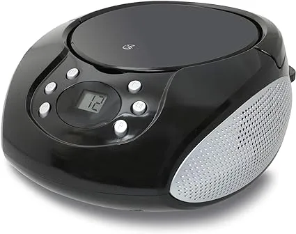 GPX - Portable Boombox with CD Player and AM FM Radio - Black