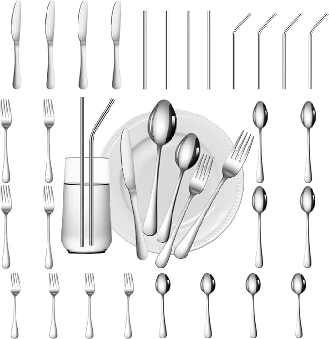 56 Pieces Silverware Service for 8 Flatware Set Stainless Steel Utensils Cutlery Set Dishwasher Safe