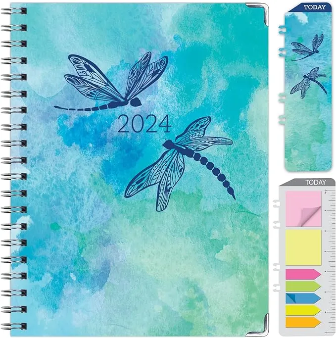 Hardcover Cy 2024 Fashion Planner - 8.5 inchx11 inch (Dragonflies), Size: Large (8.5 x 11), Multicolor