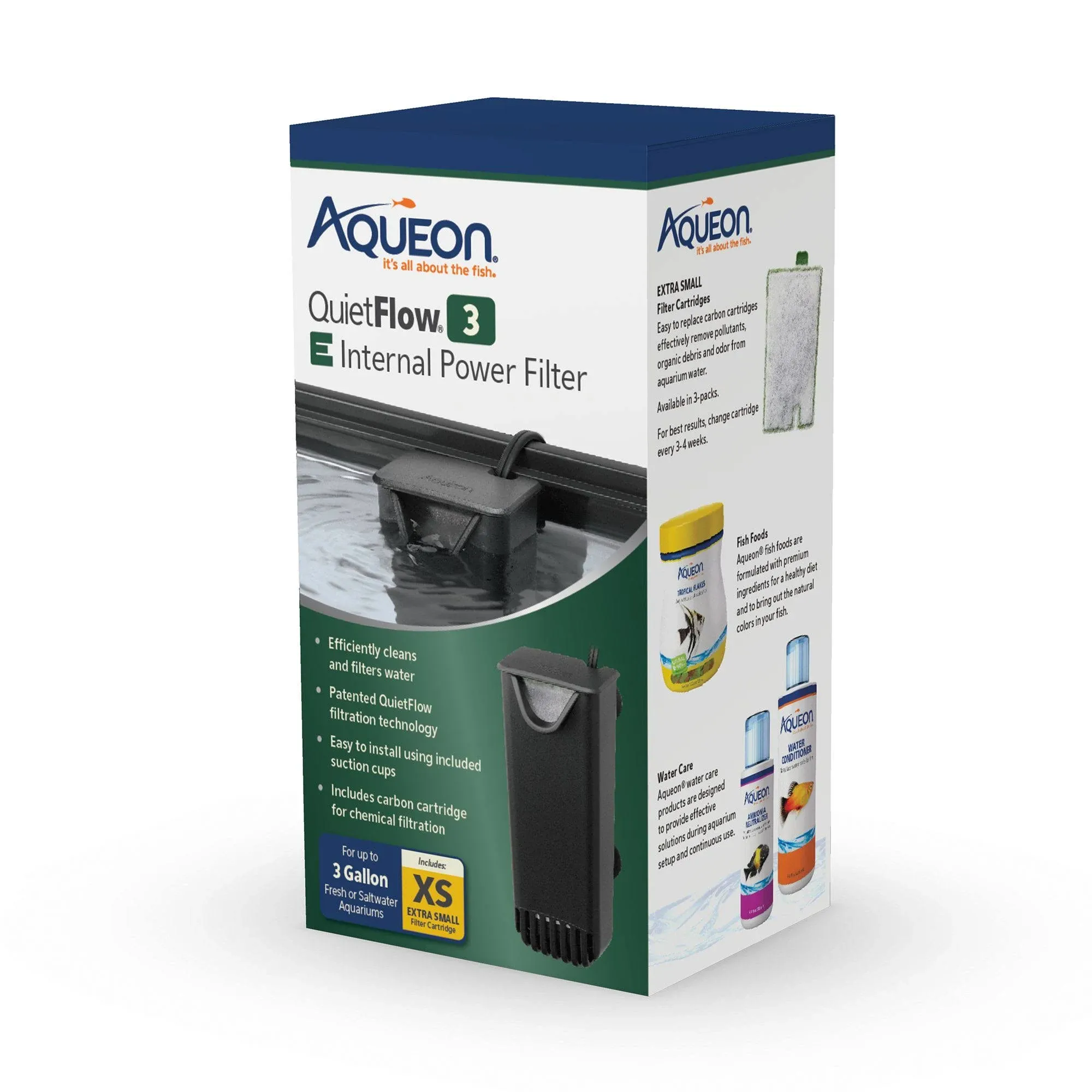 Aqueon Quiet Flow QuietFlow 3 E Internal Power Filter 3 Gallon XS Extra Small