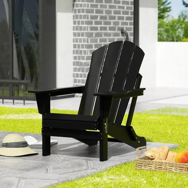 WestinTrends Outdoor Adirondack Chair, Plastic Fire Pit Chair, Weather Resistant Folding Patio Lawn Chair for Outside Deck Garden Backyard Balcony, Gray