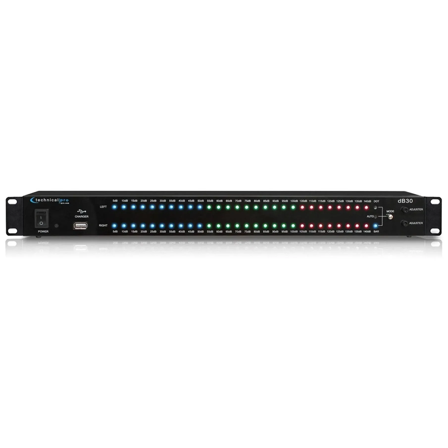 Technical Pro DB30  1U Rack Mount dB Display with 8 Outlet Power Supply