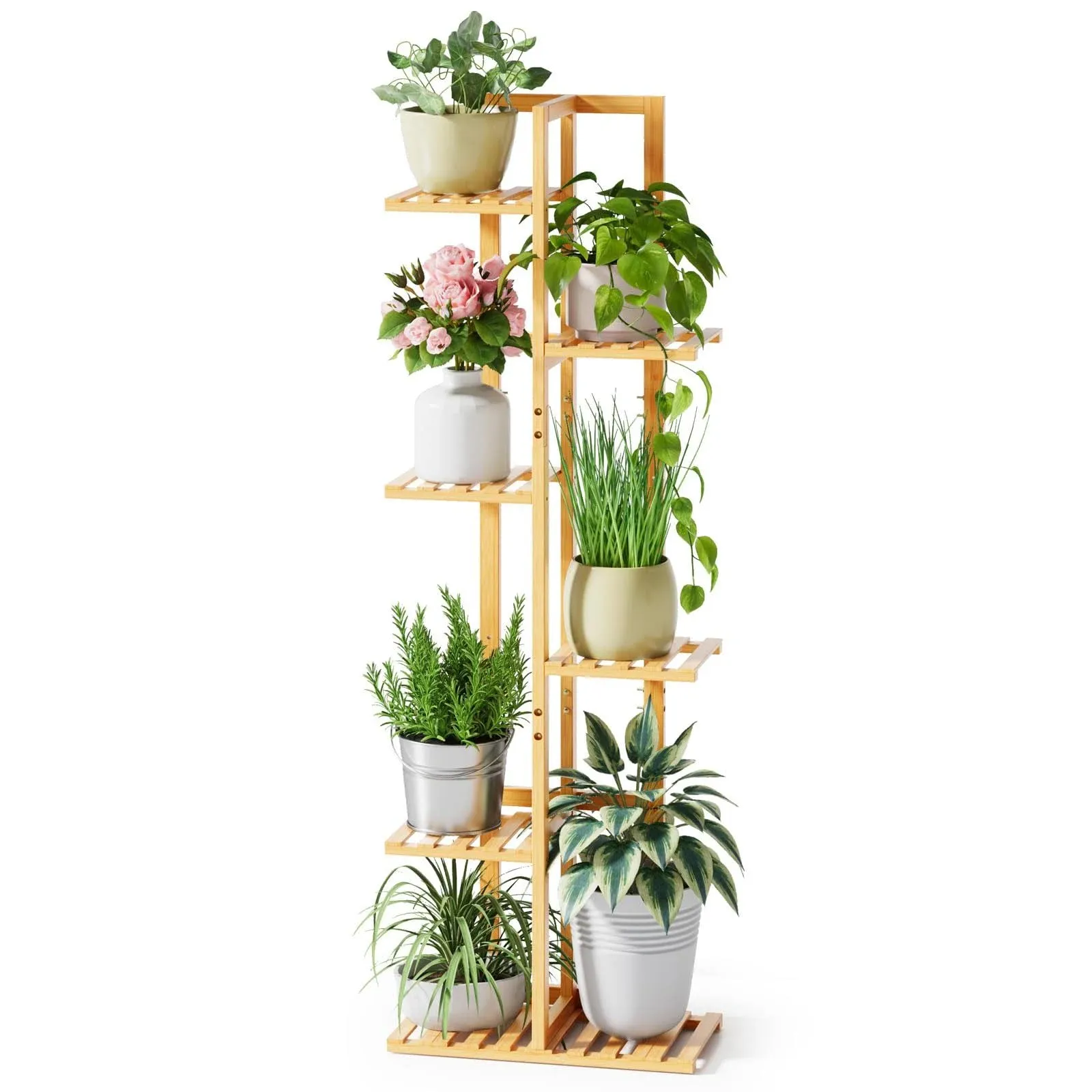 Rossny Plant Stand Indoor 6 Tier 7 Potted Bamboo Plant Stands for Multiple Indoor ...