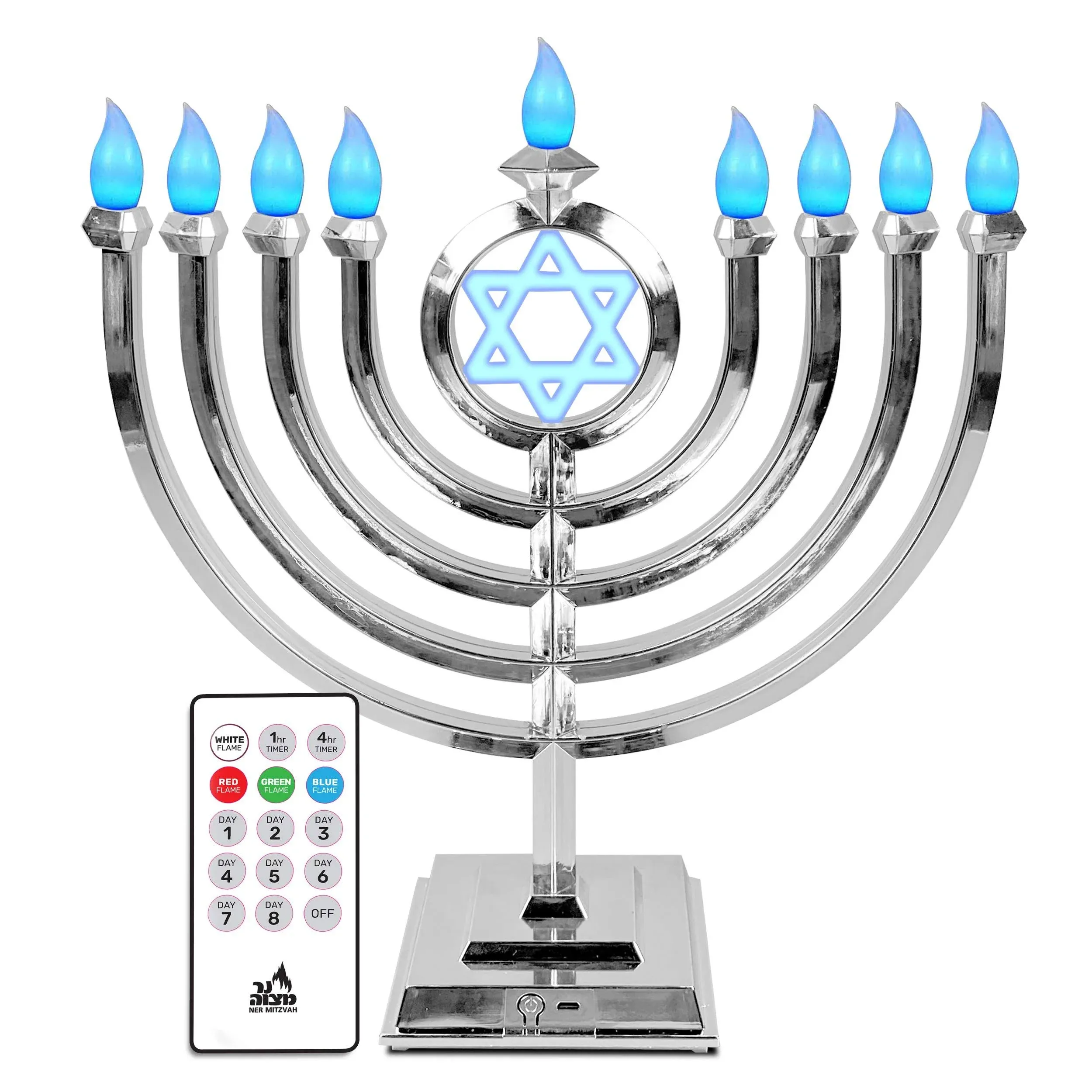 LED Electric Hanukkah Menorah - Color Changing LED Traditional Classic Chanukah