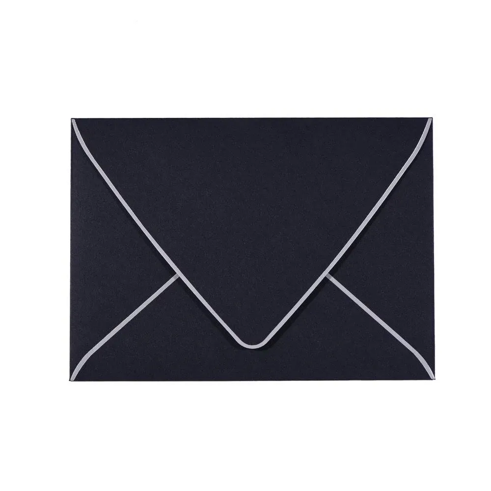 50 Pack, A7 Black Envelopes With Silver Border, Invitation 5 x 7 Envelopes - ...