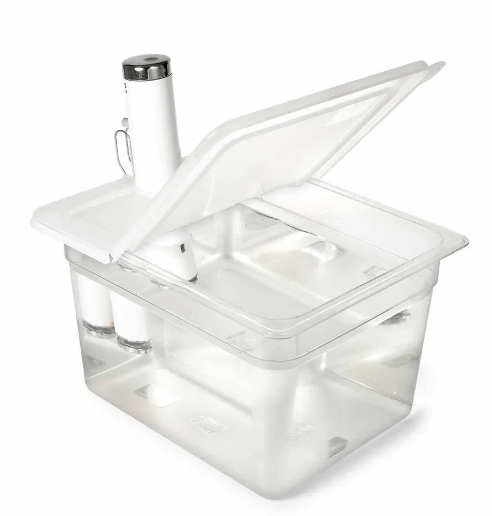 Everie Sous Vide Container 12 Quart with Collapsible Hinged Lid for Chefsteps ...