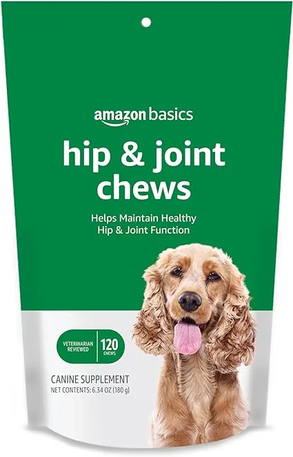 Amazon Basics Dog Hip & Joint Supplement Chews, Natural Duck Flavor, 120 Count (Previously Solimo)