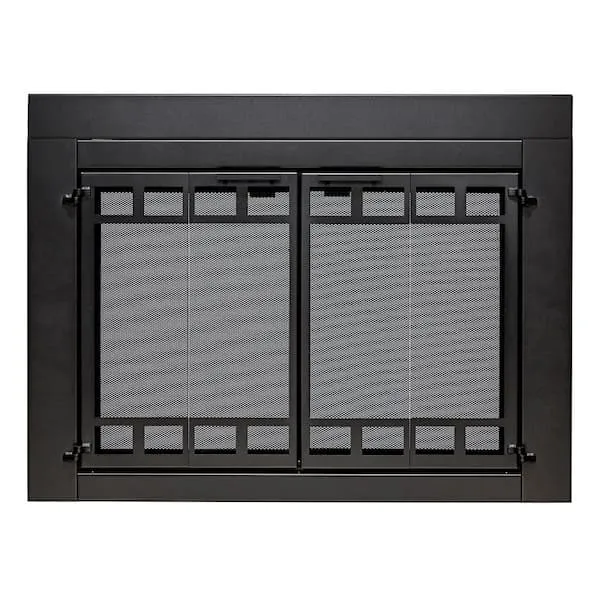 Uniflame Medium Connor Black Bi-fold style Fireplace Doors with Smoke Tempered Glass