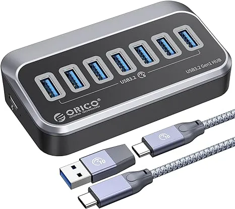 ORICO USB 3.0 Hub [5Gbps], 4 Port USB Hub with 1.64ft USB-C Cable and USB-A ...