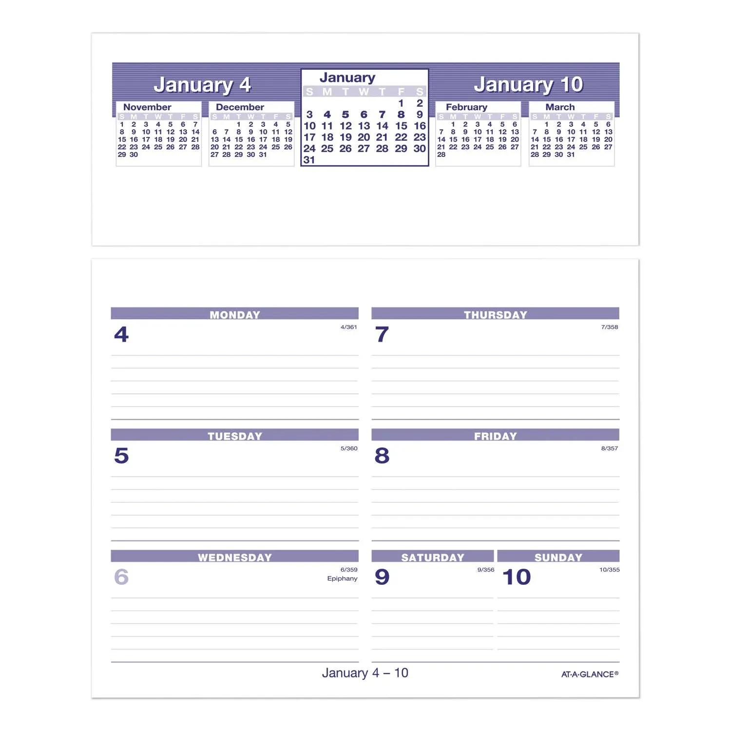 At-a-glance Flip-A-Week Desk Calendar Refill 7 x 6 White Sheets 12-Month Jan to Dec 2024