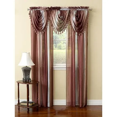 Achim Ombre Decorative Window Treatment 50&#034; x 144&#034; Scarf Burgundy Multicolor