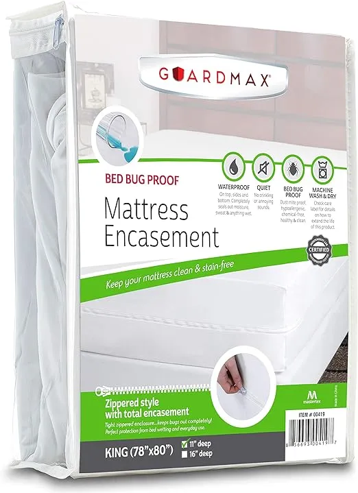 Guardmax Zippered Bed Bug Mattress Protector Encasement - King