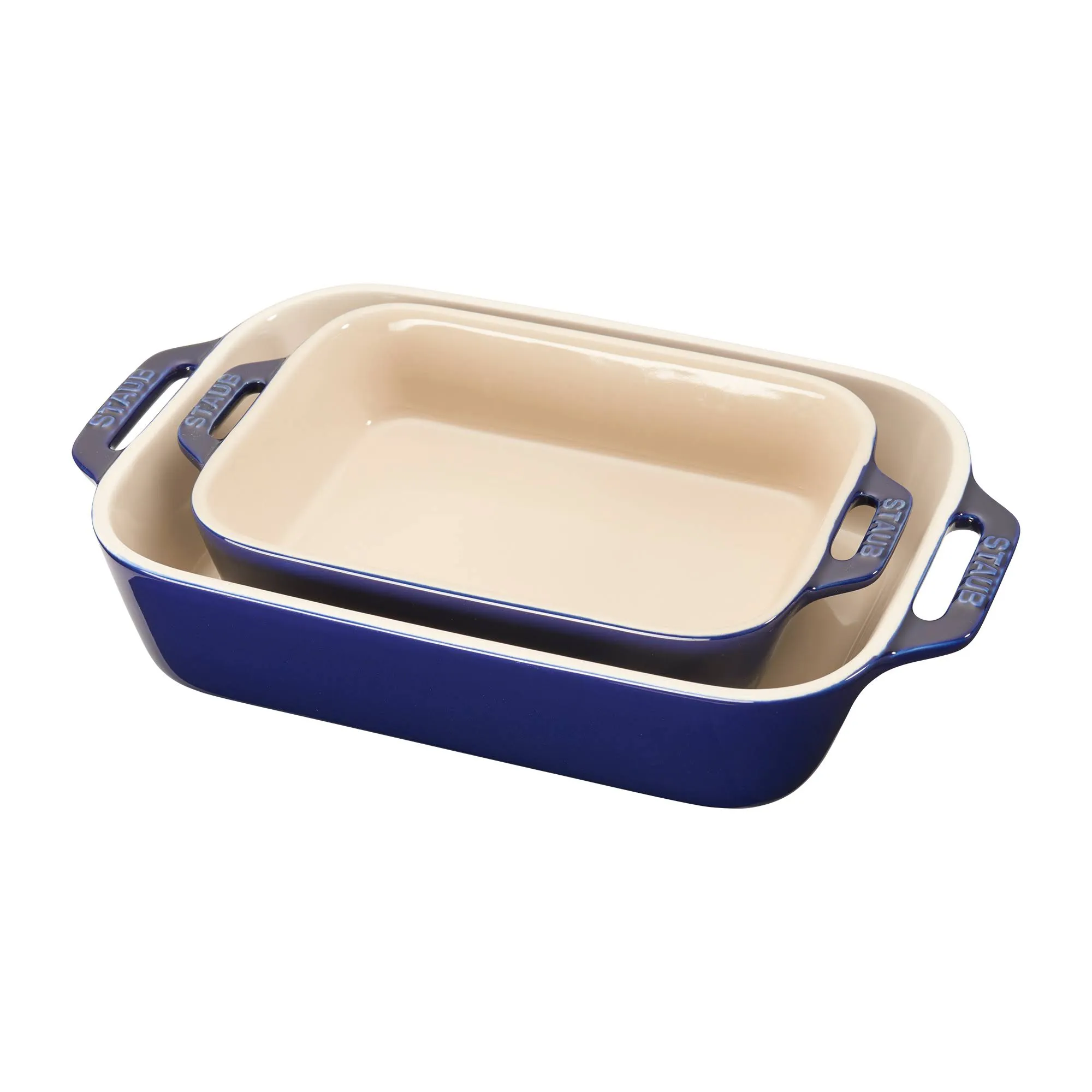 Staub Ceramic 2 Piece Rectangular Baking Dish Set - Dark Blue