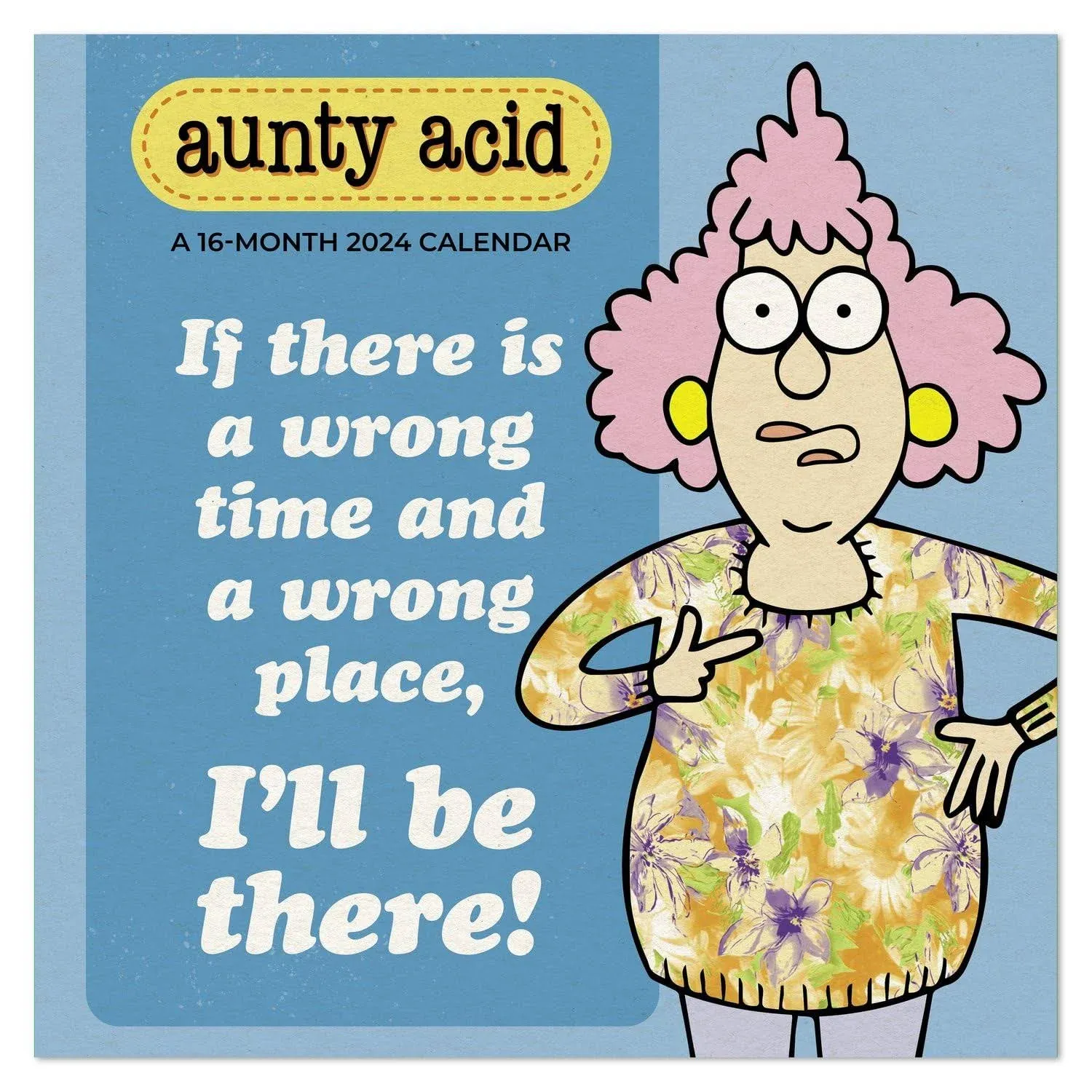 2024 Aunty Acid Monthly Wall Calendar, 16 Months, 12" x 12" (DDW1702824)