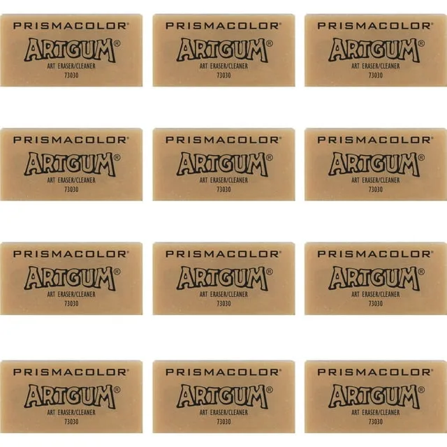 Prismacolor Artgum Eraser, For Pencil Marks, Rectangular Block, Large, Off White, Dozen