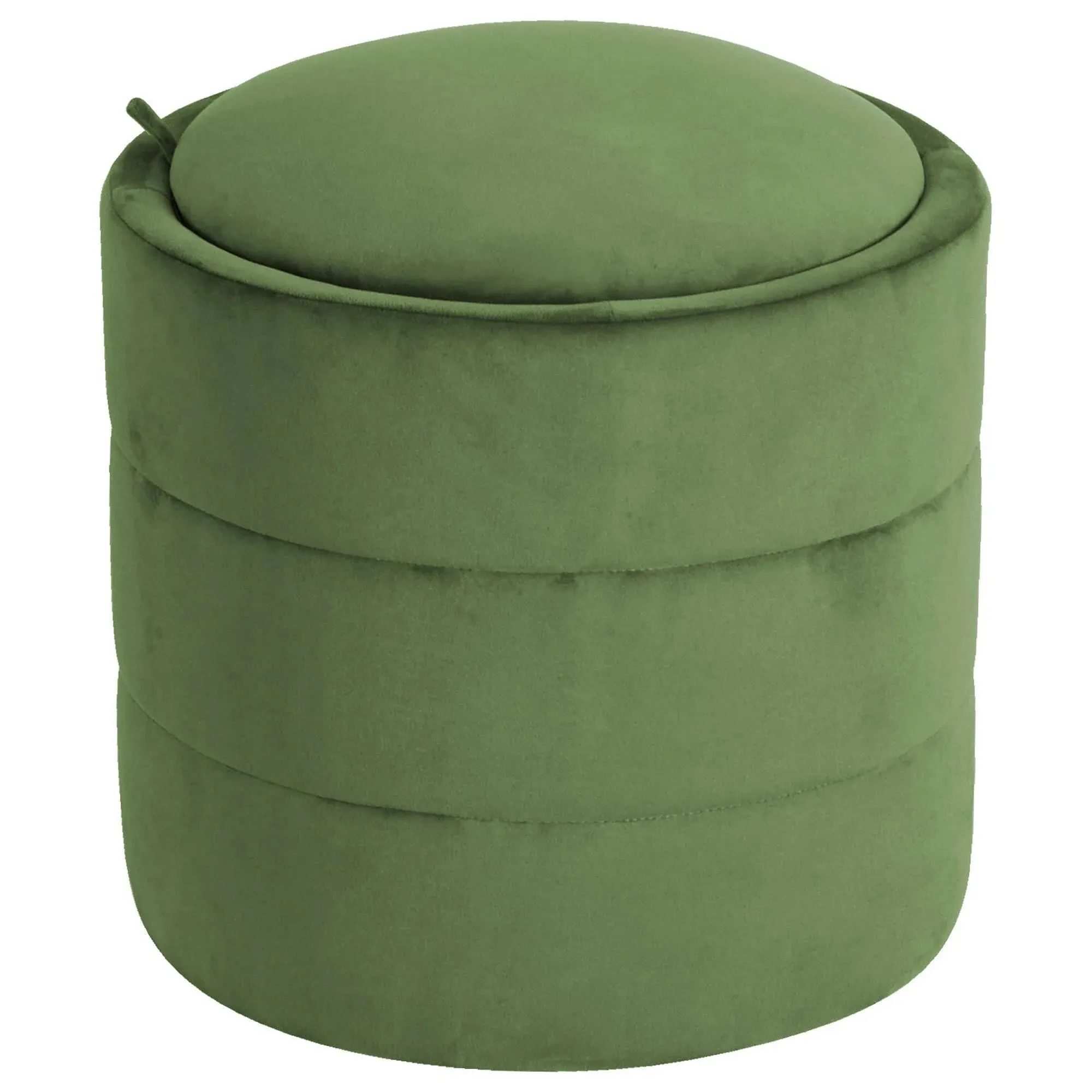 HomePop Green Velvet Round Storage Ottoman