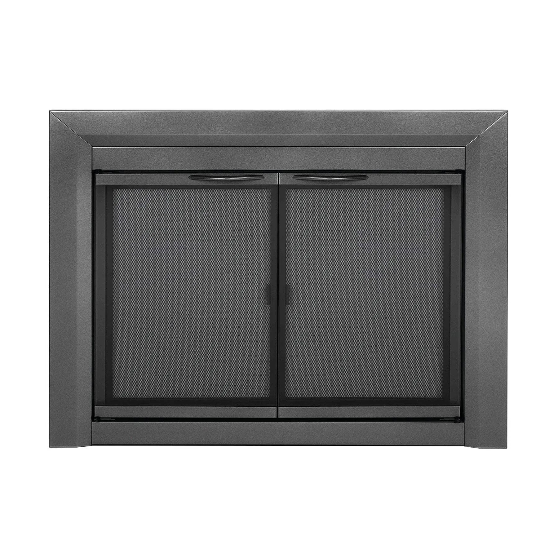 Pleasant Hearth Carlisle Small Gunmetal Glass Fireplace Doors