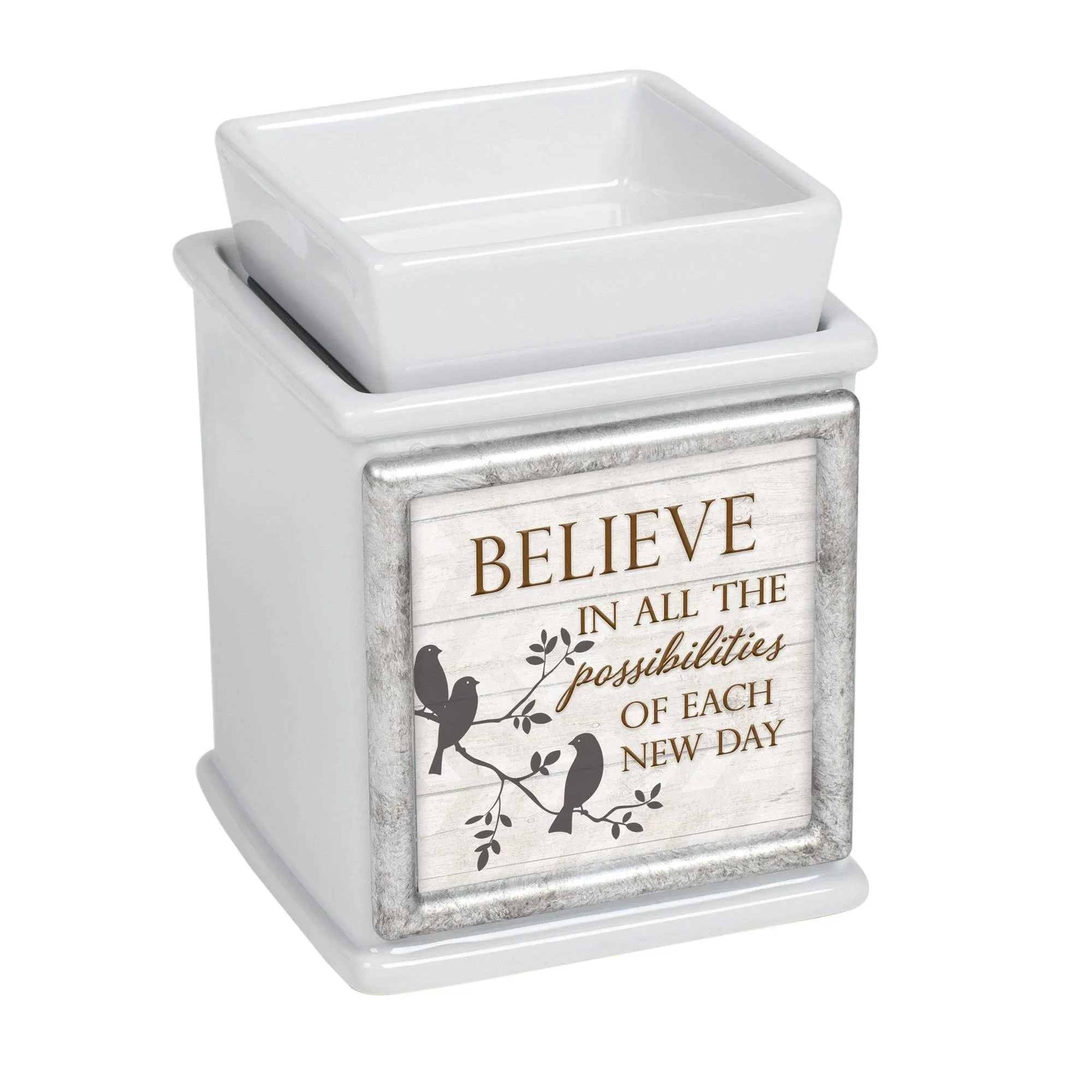 Elanze Designs Believe in Possibilities Ceramic Slate Grey Interchangeable Photo Frame Candle Wax Oil WarmerElanze Designs Believe in Possibilities Ceramic Slate Grey Interchangeable Photo Frame Candle Wax Oil Warmer