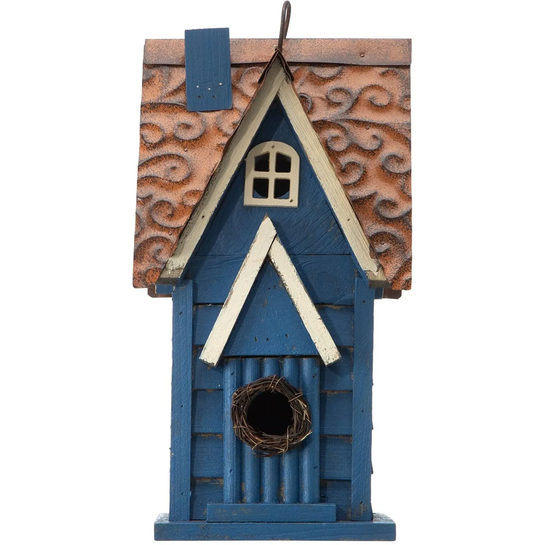 Glitzhome 12"H Red Distressed Solid Wood Cottage Birdhouse