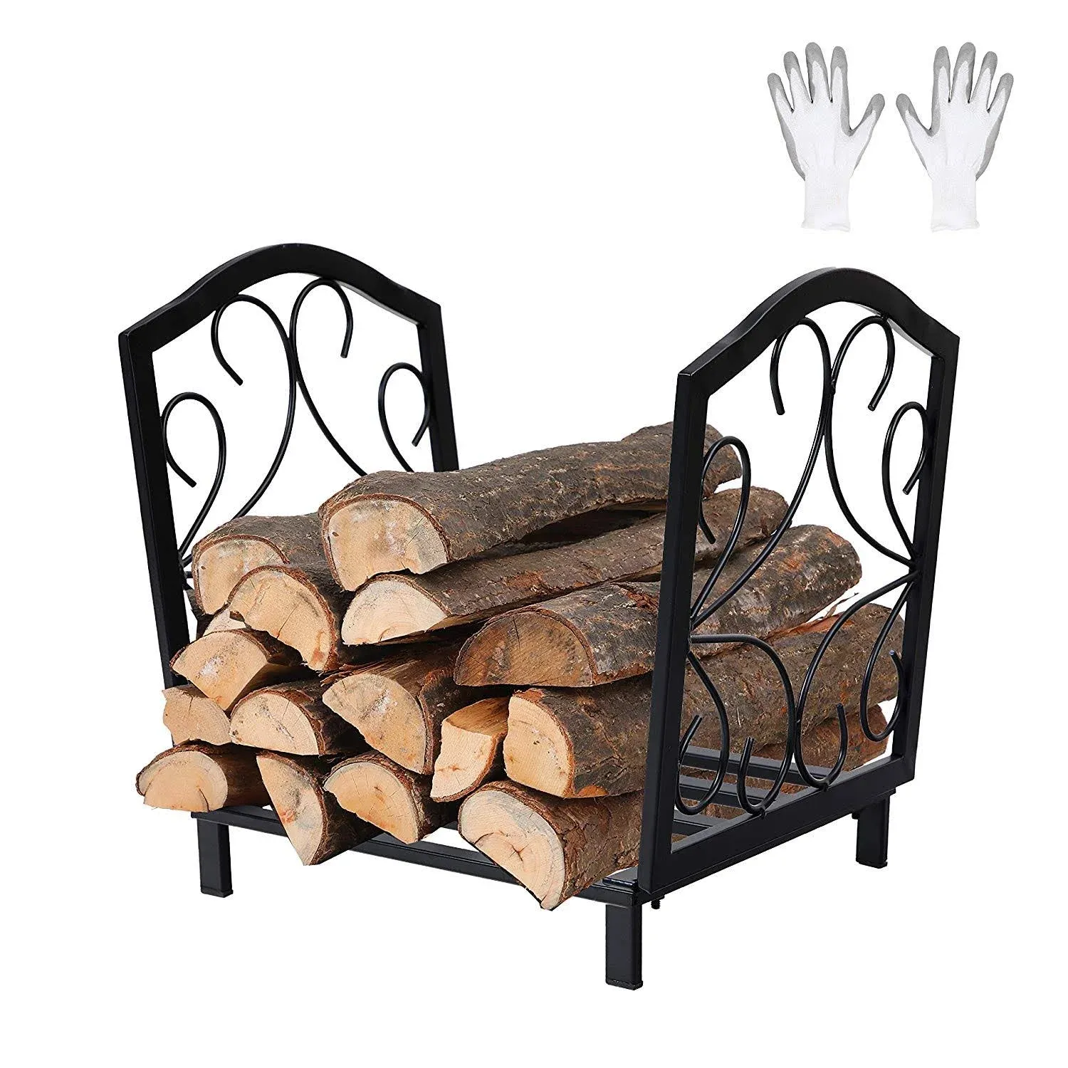 Phi Villa 17 inch Small Decorative Indoor/Outdoor Firewood Racks Steel Wood ...