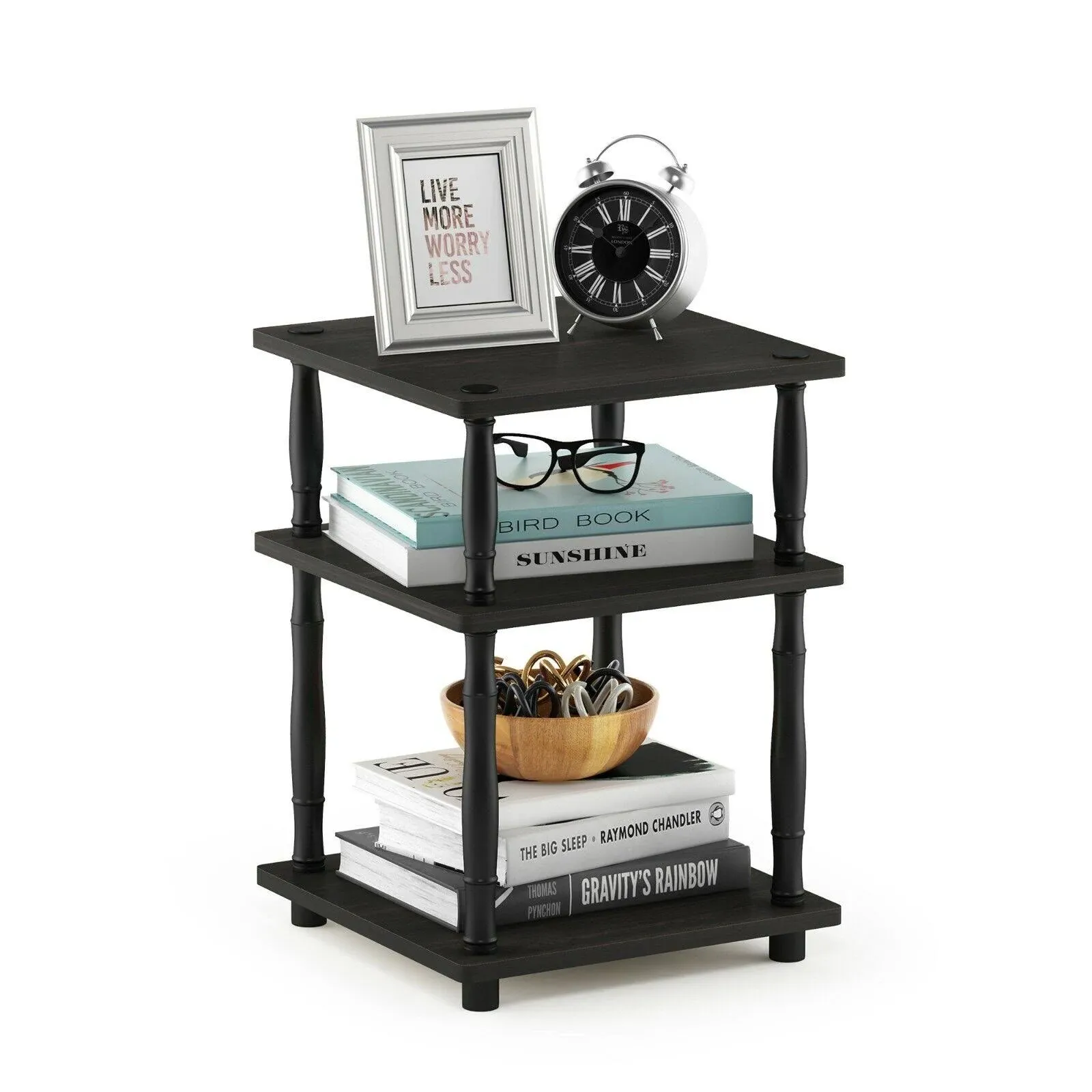 Furinno Turn-N-Tube Wood 4-Tier Corner Display Rack in Espresso/Black