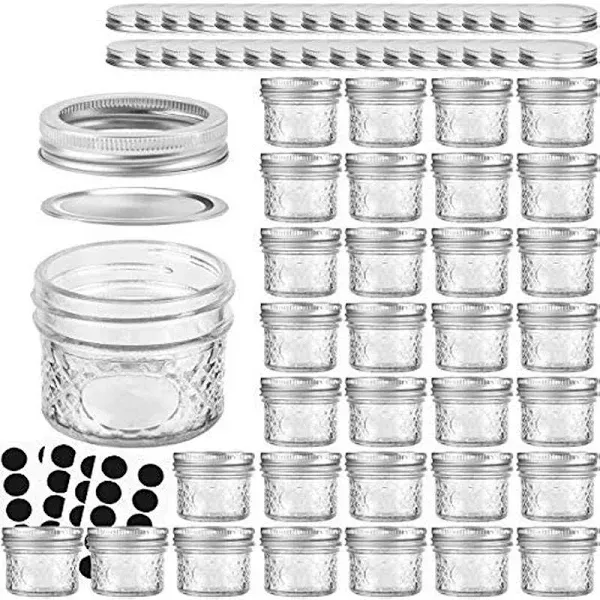 Verones Mason Jars Canning Jars, 4 oz Jelly Jars with Regular Lids and Bands ...