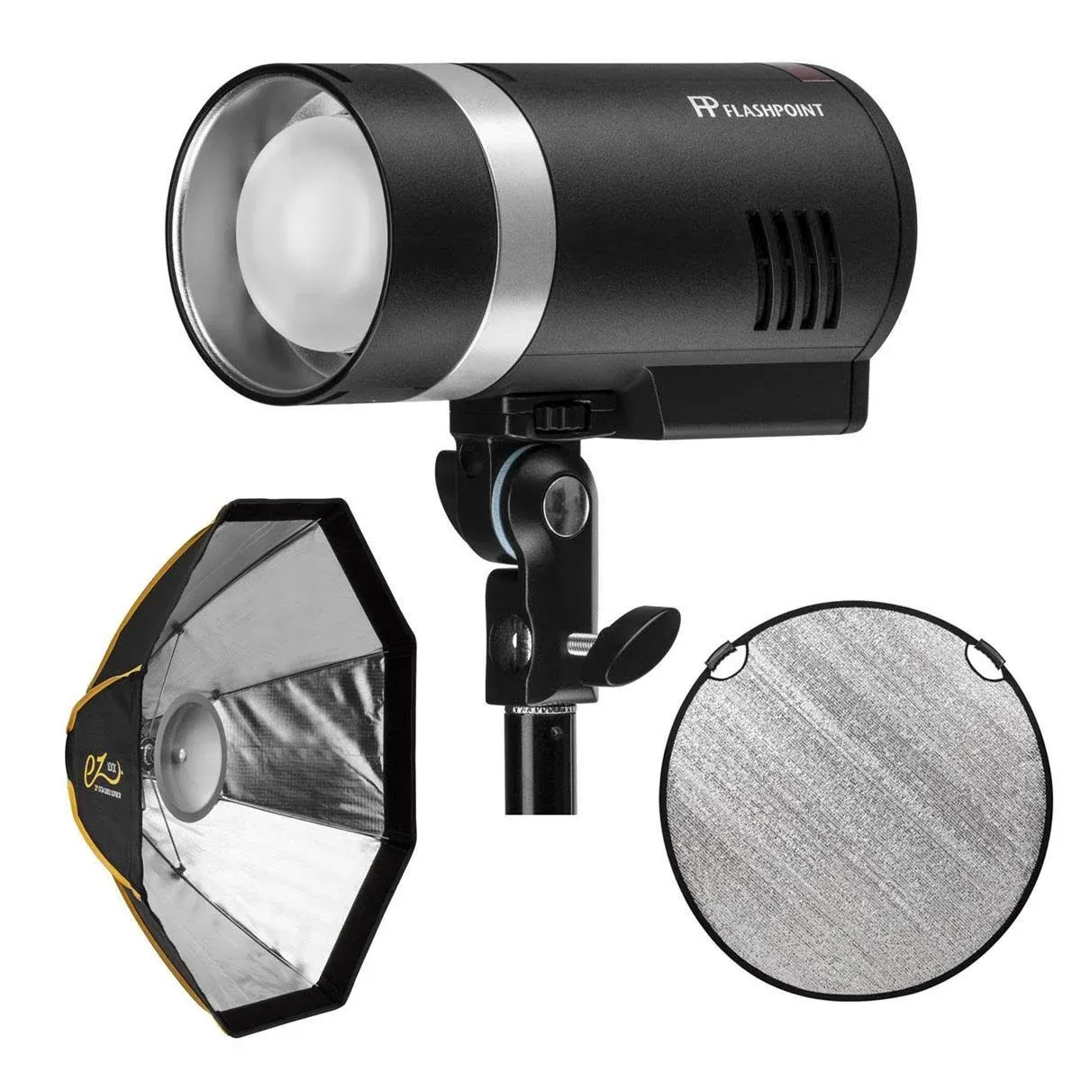 Flashpoint XPLOR 300 Pro TTL R2 Battery-Powered Monolight Bundle Direct Mount EZ ...