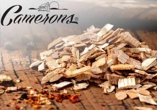 Camerons All Natural Hickory Wood Chips for Smoker -420 Cu. In. Box, Approx 5 Pounds- Kiln Dried Coarse Cut BBQ Grill Wood Chips for Smoking Meat - Barbecue Smoker Accessories - Grilling Gifts for Men