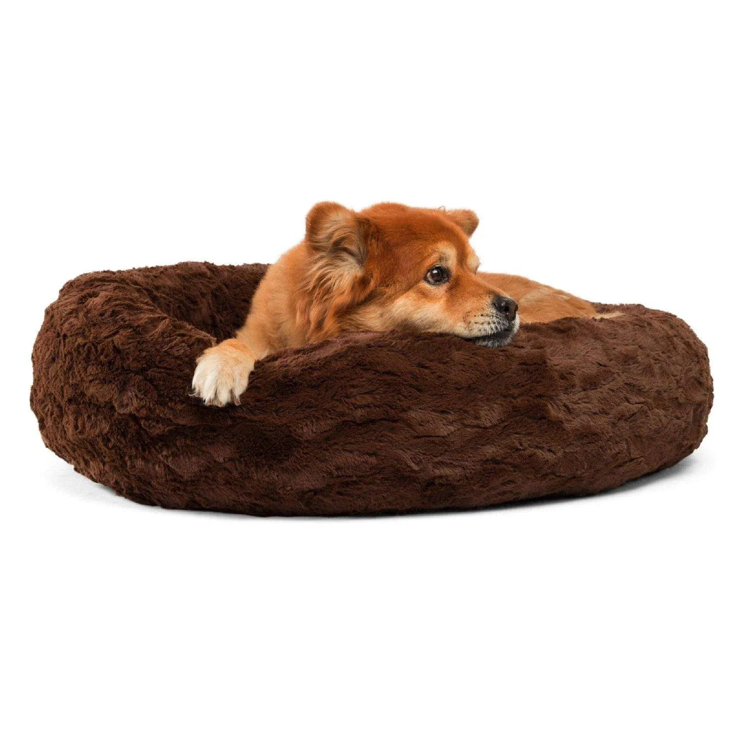 Best Friends by Sheri Calming Donut Bed in Lux Fur - 30"x30", Chocolate