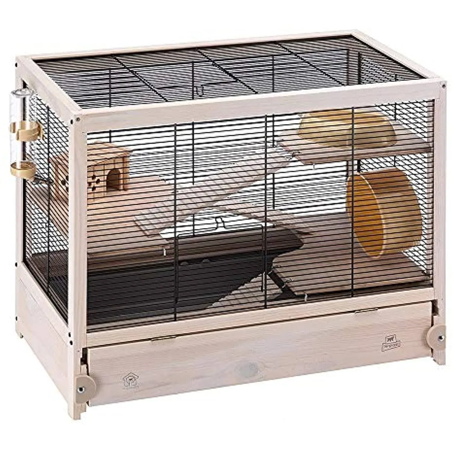 HAMSTERVILLE Hamster Habitat Cage, Sturdy Wooden Structure, Black