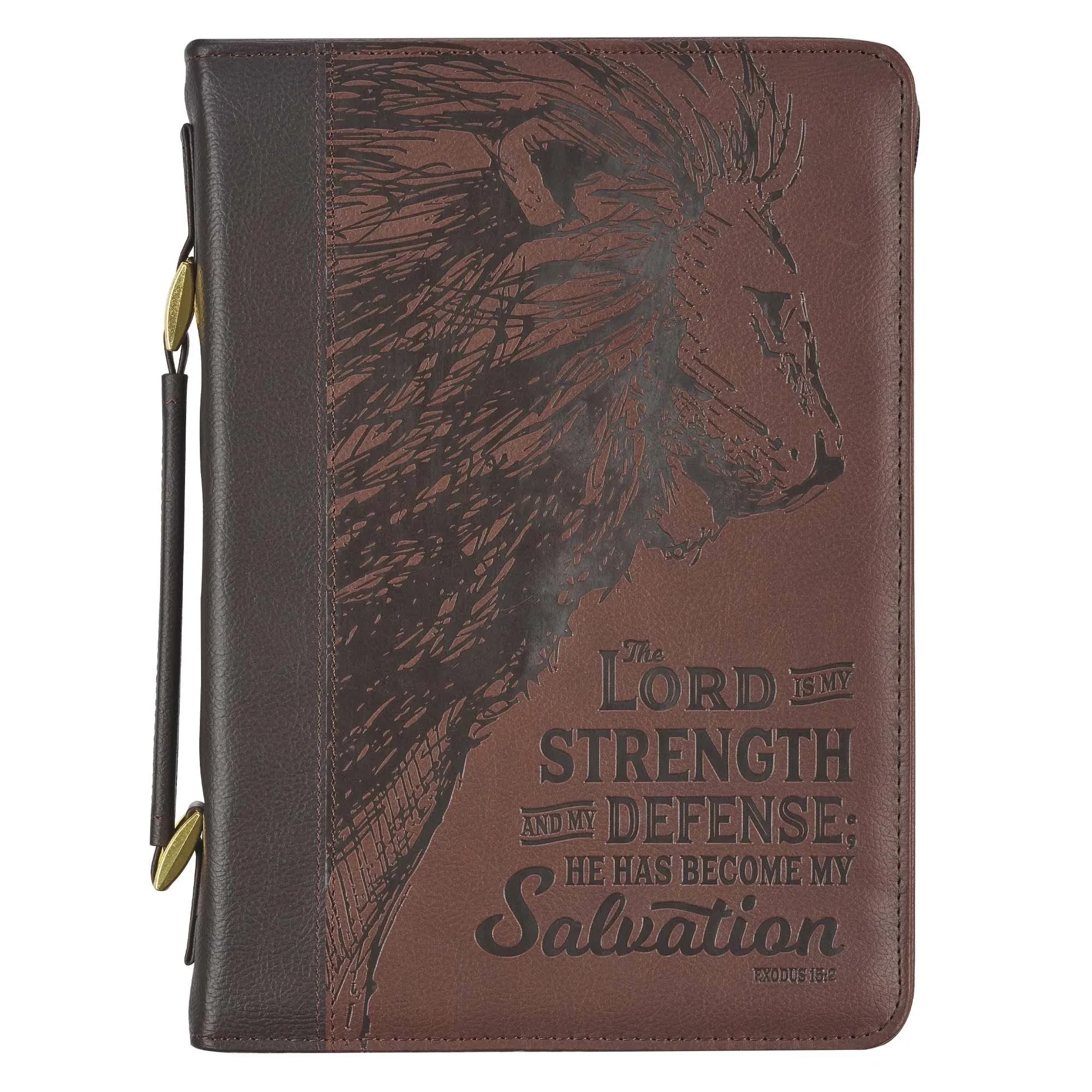 SOACB - (In)Courage - Bible Cover-Lord Is My Strength Exodus 15:2-Brown-XLG