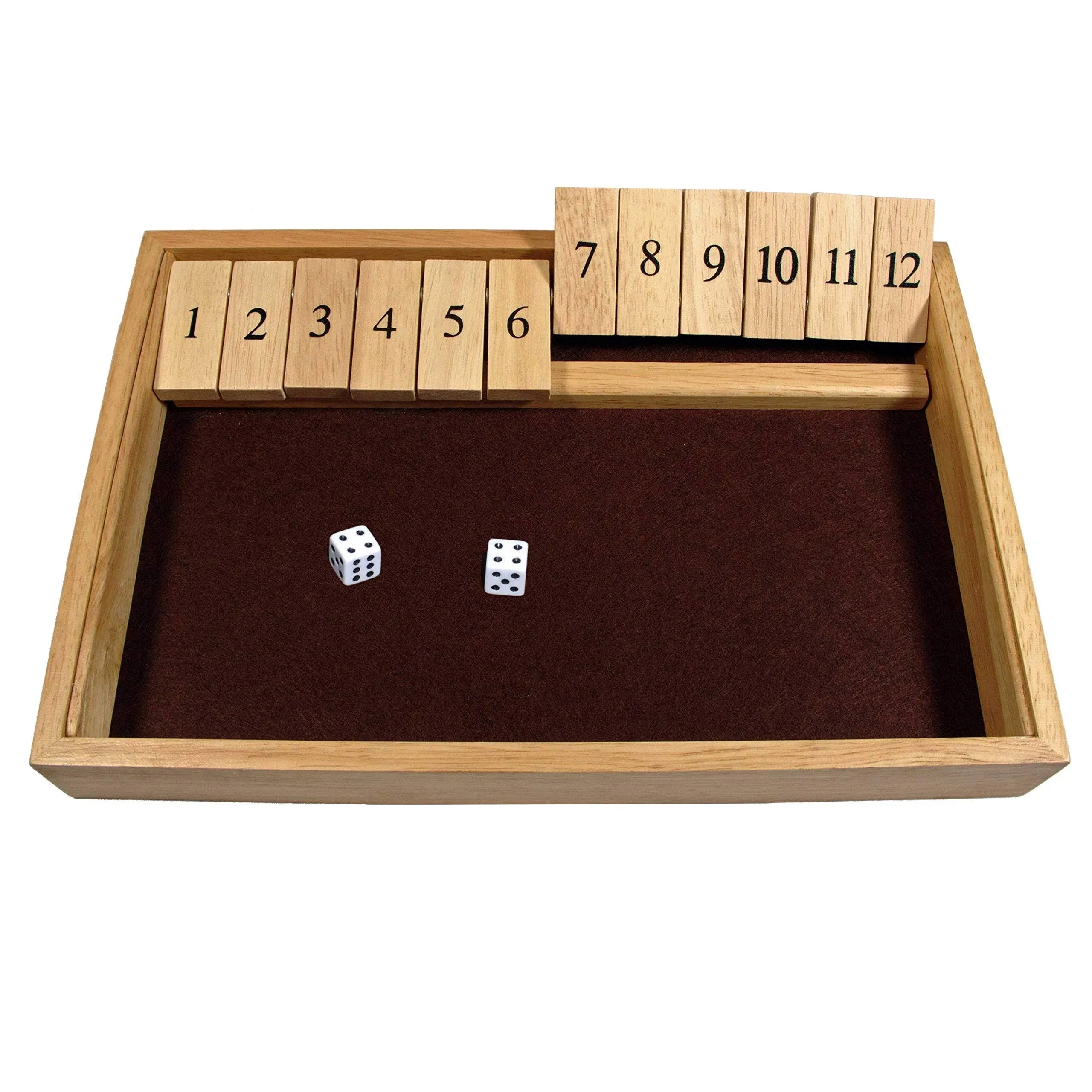 WE Games Single Player Shut The Box(TM) Dice Game - Natural Wood 13.5in