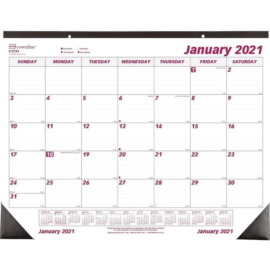 Brownline Monthly Desk Pad Calendar