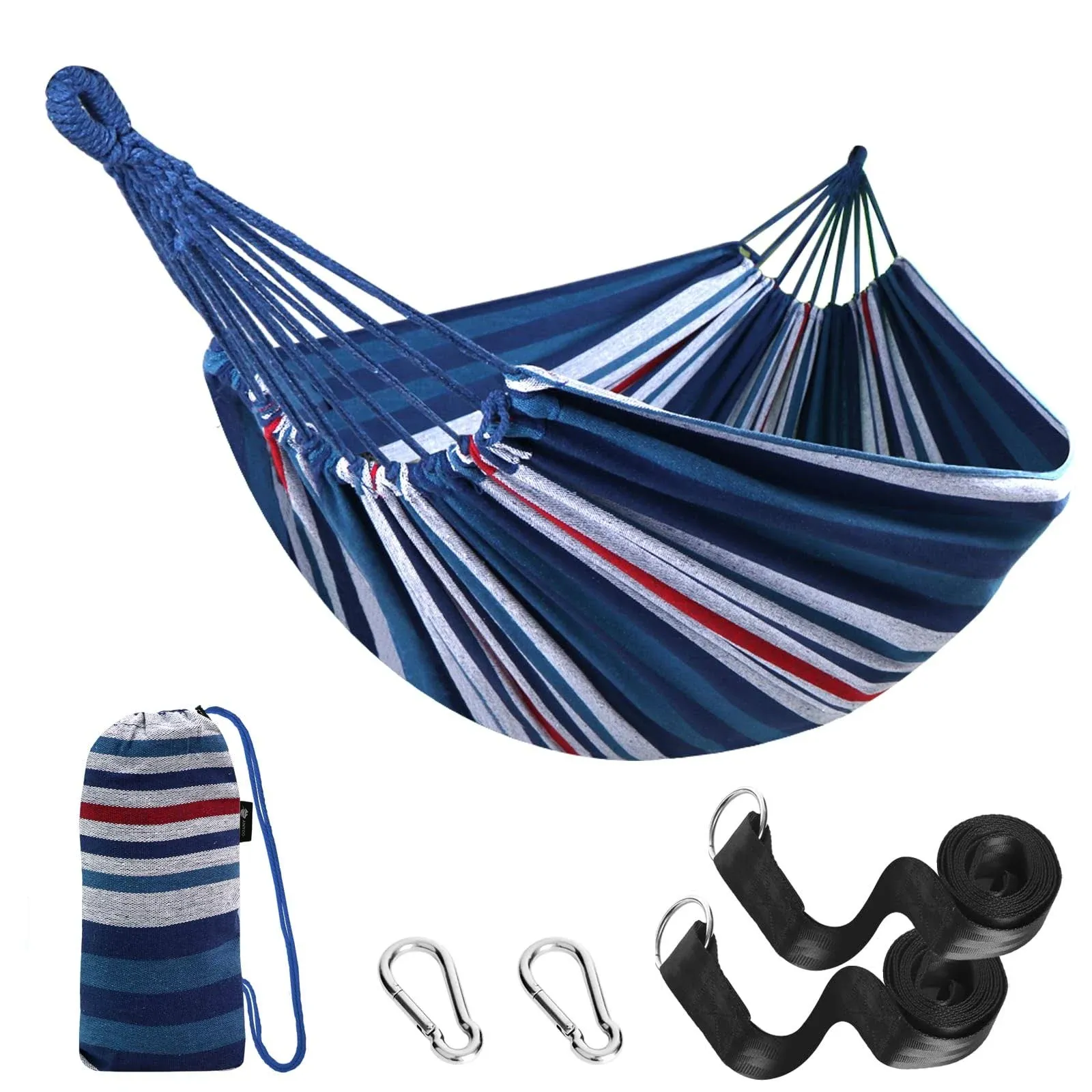 Anyoo Garden Cotton Hammock Comfortable Fabric Hammock with Tree Straps for Hanging Sturdy Hammock Up to 660lbs Portable Hammock with Travel Bag for Camping Outdoor/Indoor Patio Backyard