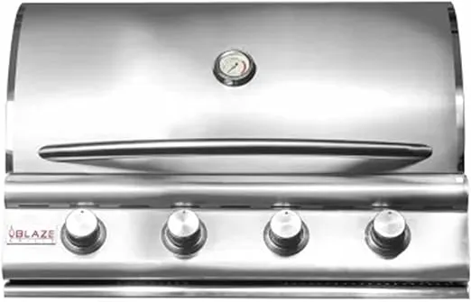 Blaze Prelude LBM 32-Inch 4-Burner Built-in Natural Gas Stainless Steel Grill with Flame-Stabilizing Grids, Heat Zone Separators, Drip Tray and Hood