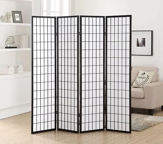 Roundhill Furniture 4 Panel Oriental Shoji Screen Room Divider