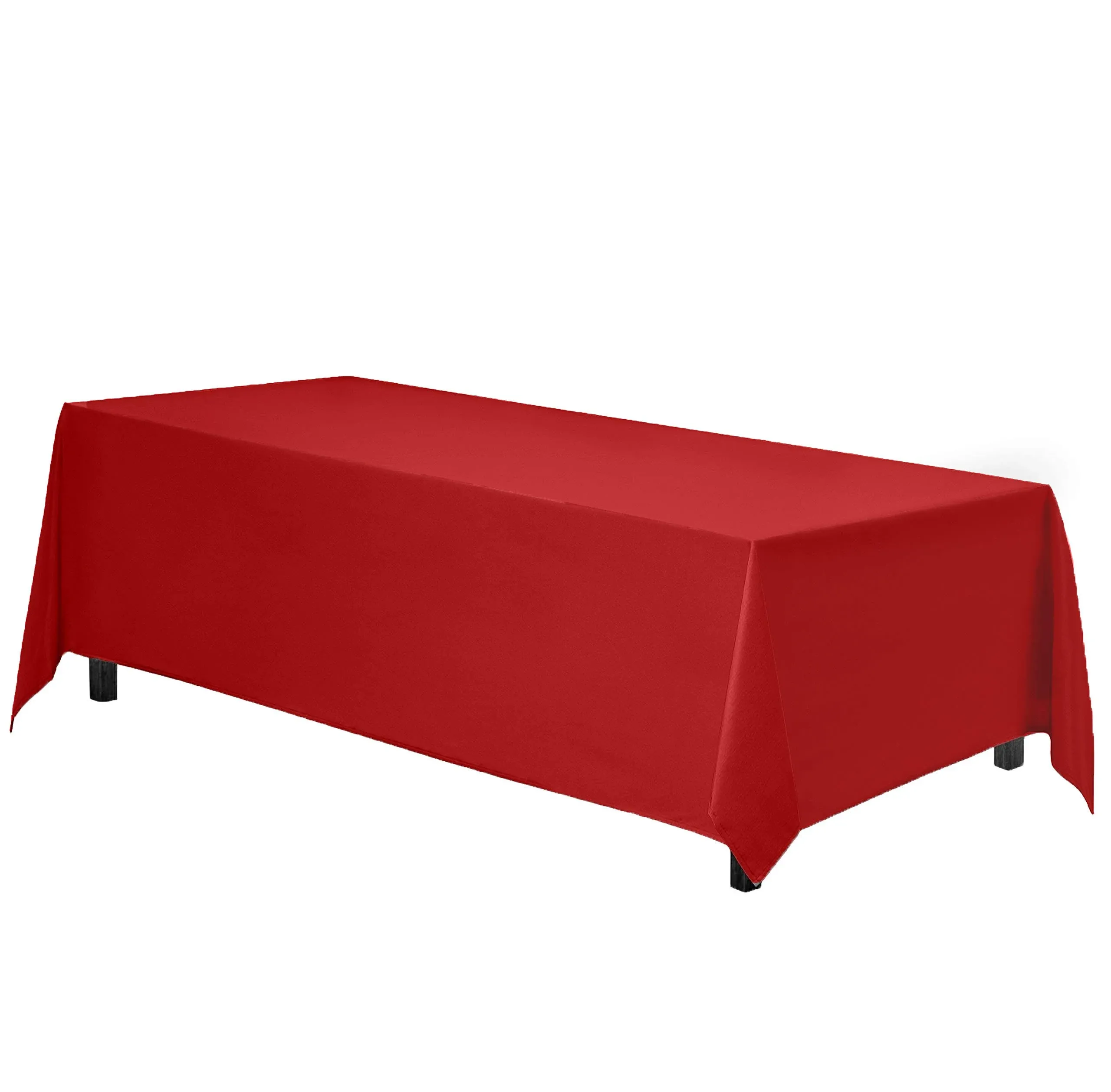 Gee Di Moda Rectangle Tablecloth - 90 x 132 Inch Red Table Cloth for 6 Foot Table with Floor-Length Drop - Heavy Duty Washable Fabric - 6 Ft Buffet Table, Holiday Party, Wedding & Baby Shower