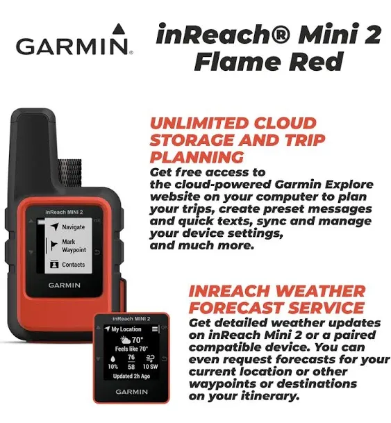 Garmin inReach Mini 2 Lightweight and Compact Satellite Communicator, Hiking Handheld, Black with Wearable4U 2 Pack Cases Orange/Lime Bundle