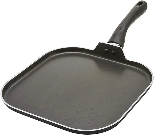 Ecolution Artistry Nonstick Square Griddle, Easy To Clean, Comfortable Handle, Even Heating, Dishwasher Safe Pots and Pans, 11-Inch, Black