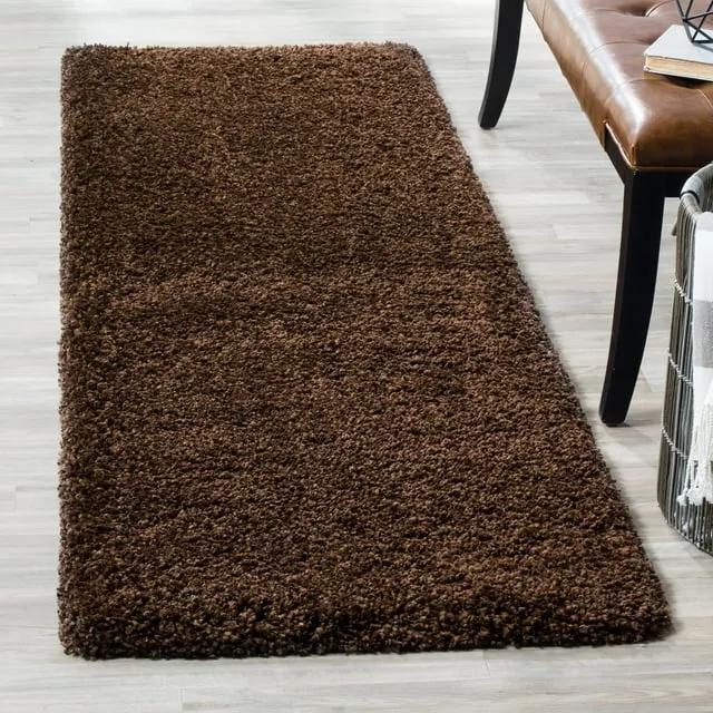 SAFAVIEH California Solid Plush Shag Runner Rug, Brown, 2'3" x 13'