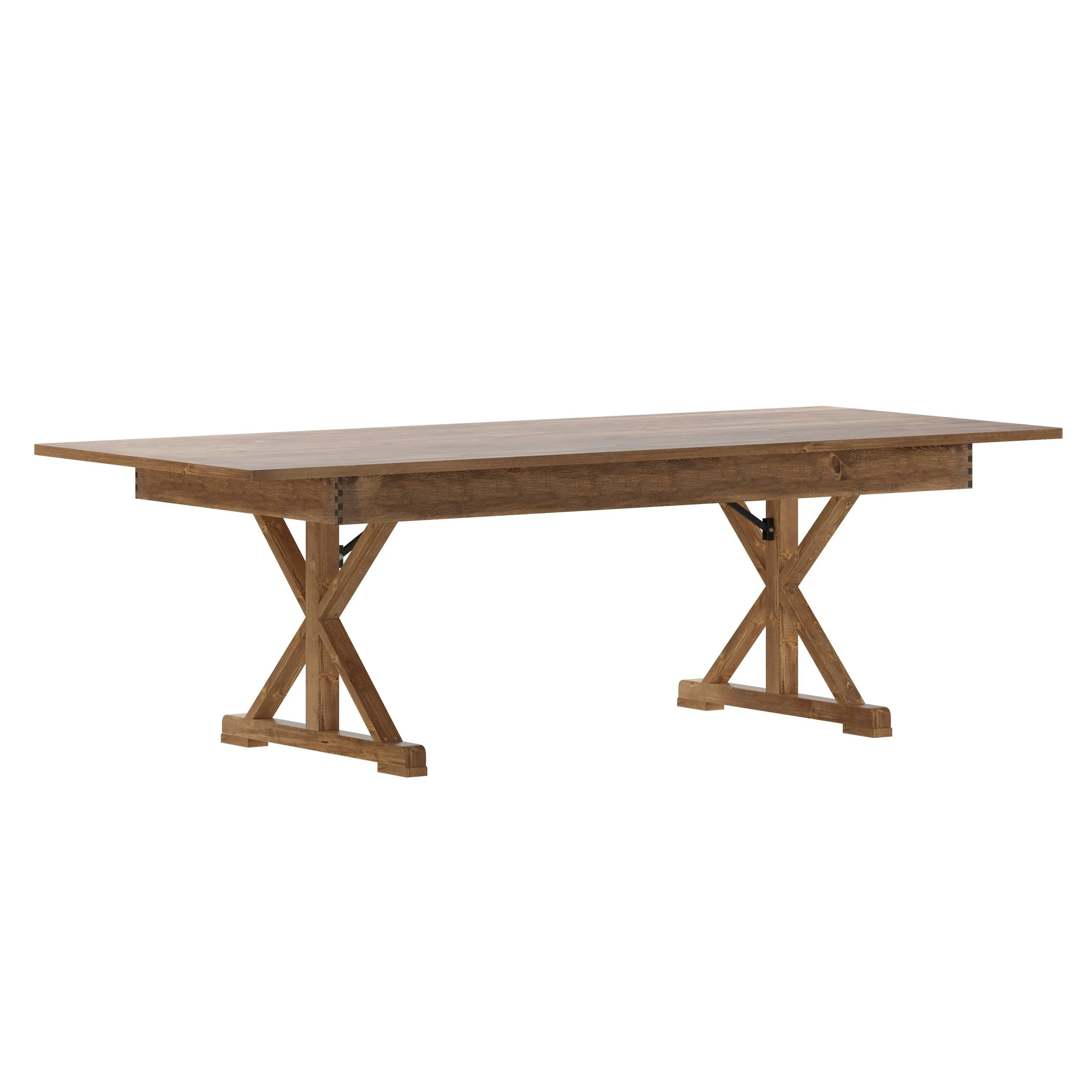 Flash Furniture Hercules 8' x 40" Rectangular Antique Rustic Solid Pine Folding Farm Table with x Legs