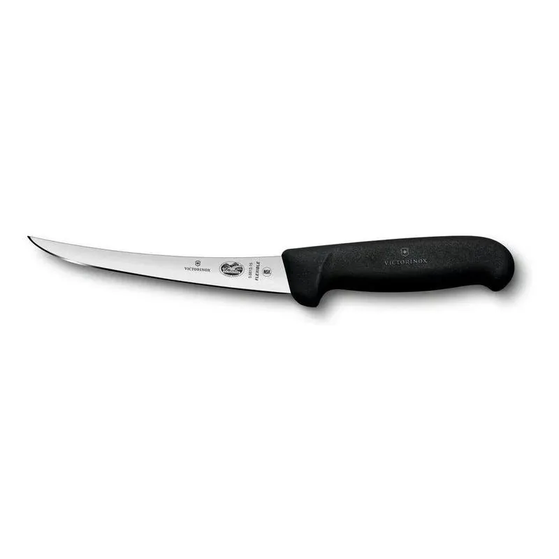 5.6613.15-X1 Victorinox 6" Flexible Curved Boning Knife w/ Black Fibro