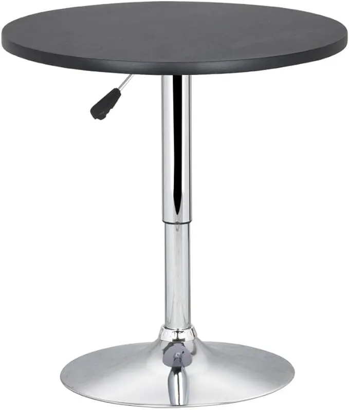 Yaheetech Adjustable Pub Round Table Counter Height Bistro Table w/ 360° Swivel MDF Tabletop Black