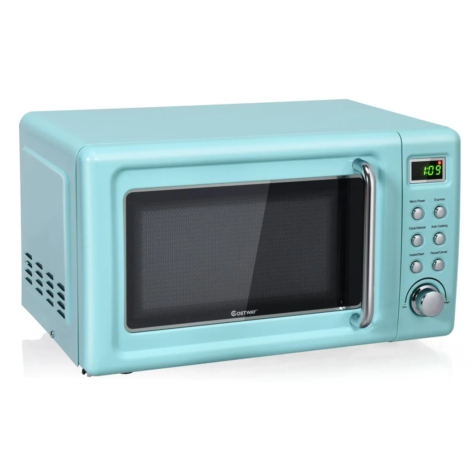 0.7Cu.ft Retro Countertop Microwave Oven 700W LED Display Glass Turntable Green