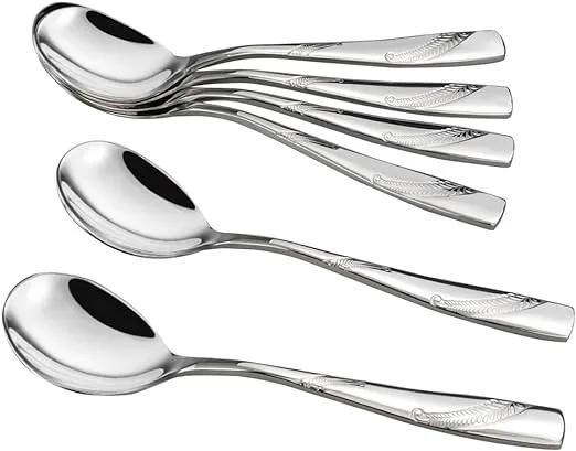 Nicesh 6-Piece Stainless Steel Large Buffet Serving Spoon, Large Kitchen Spoon, F