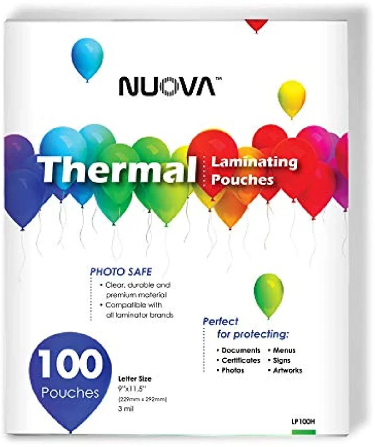 Nuova Premium Thermal Laminating Pouches 9 x 11.5 Inches Letter Size 3 Mil 100-Pack