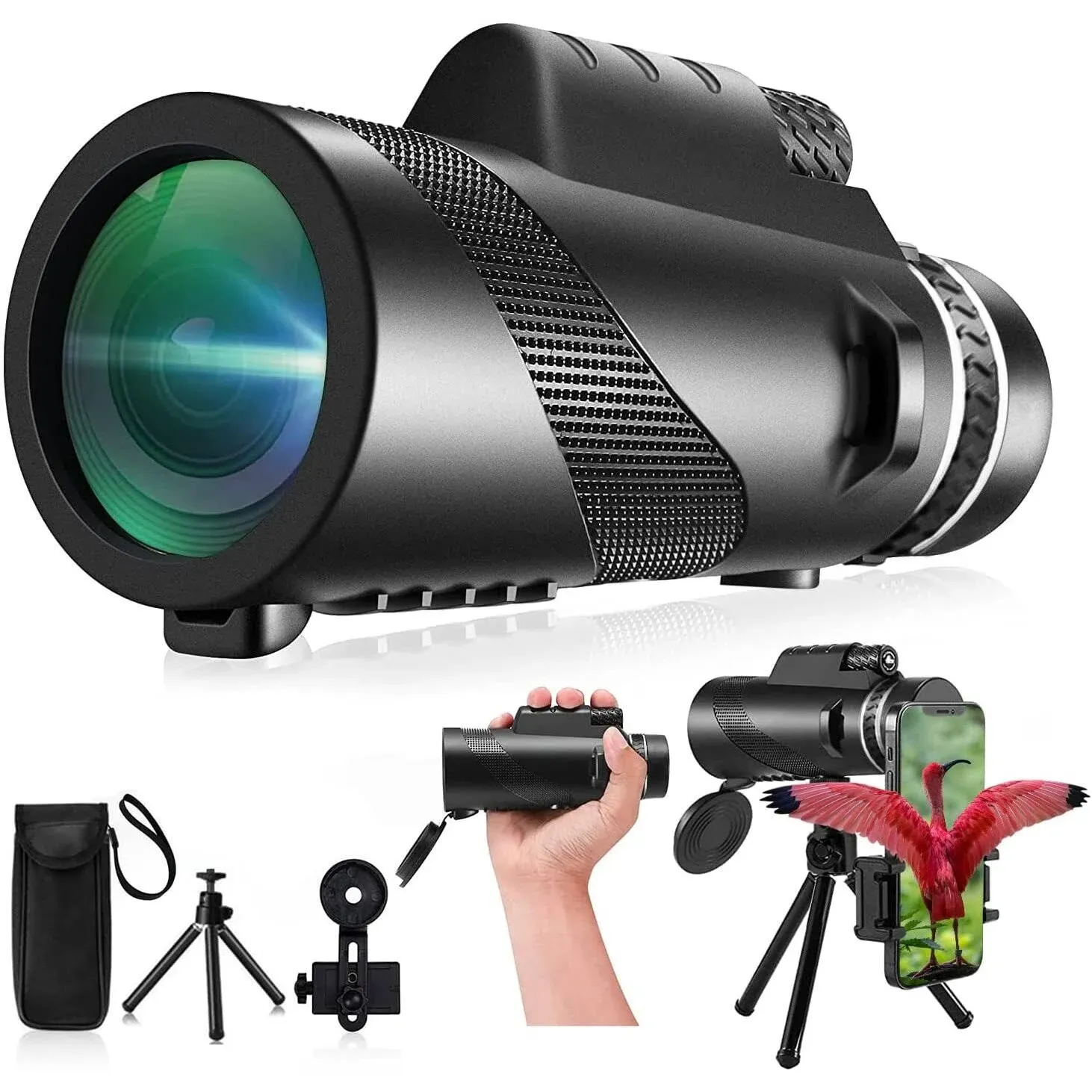 80x100 Monoculars for Adults High Power Monocular Telescope for Smartphone Wildlife Bird Watching Hunting Camping Travel Scenery