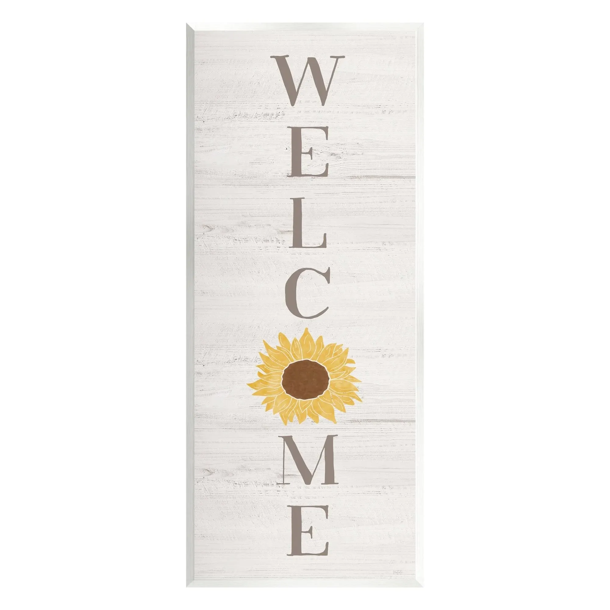 Stupell Industries Vertical Welcome Sign Rustic Sunflower